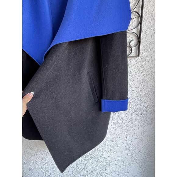 Lafayette 148 Wool Draped Open Front Coat - Size M- Blue/ Black - Picture 2 of 9